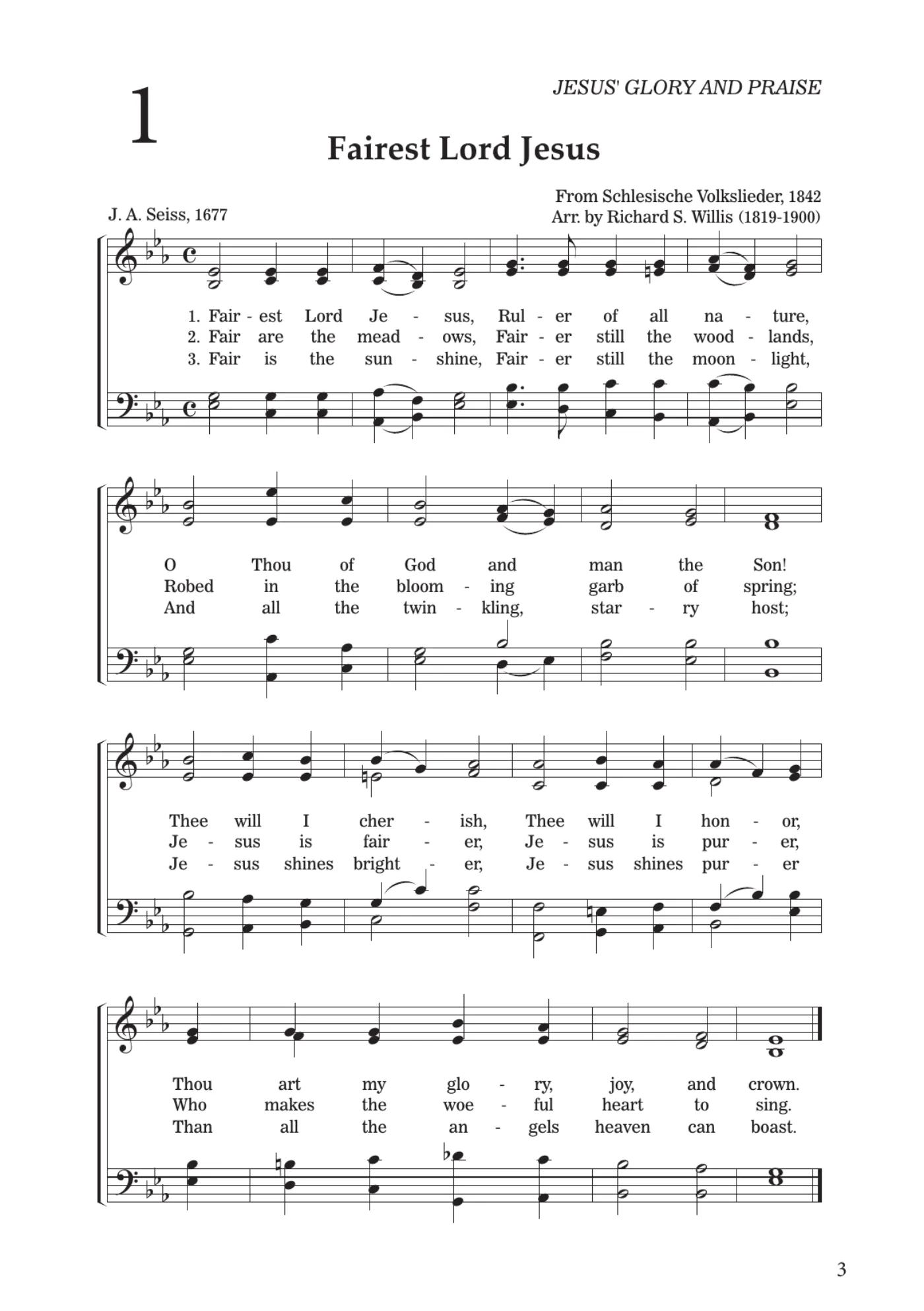 Sheet music for Fairest Lord Jesus, page 3