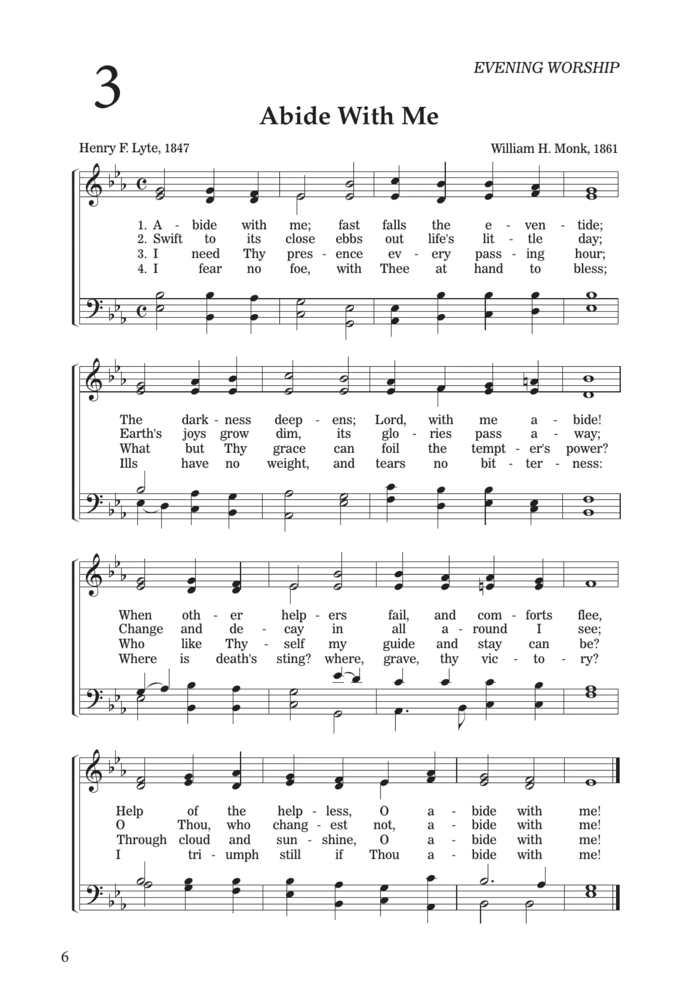 Sheet music for Abide With Me, page 6