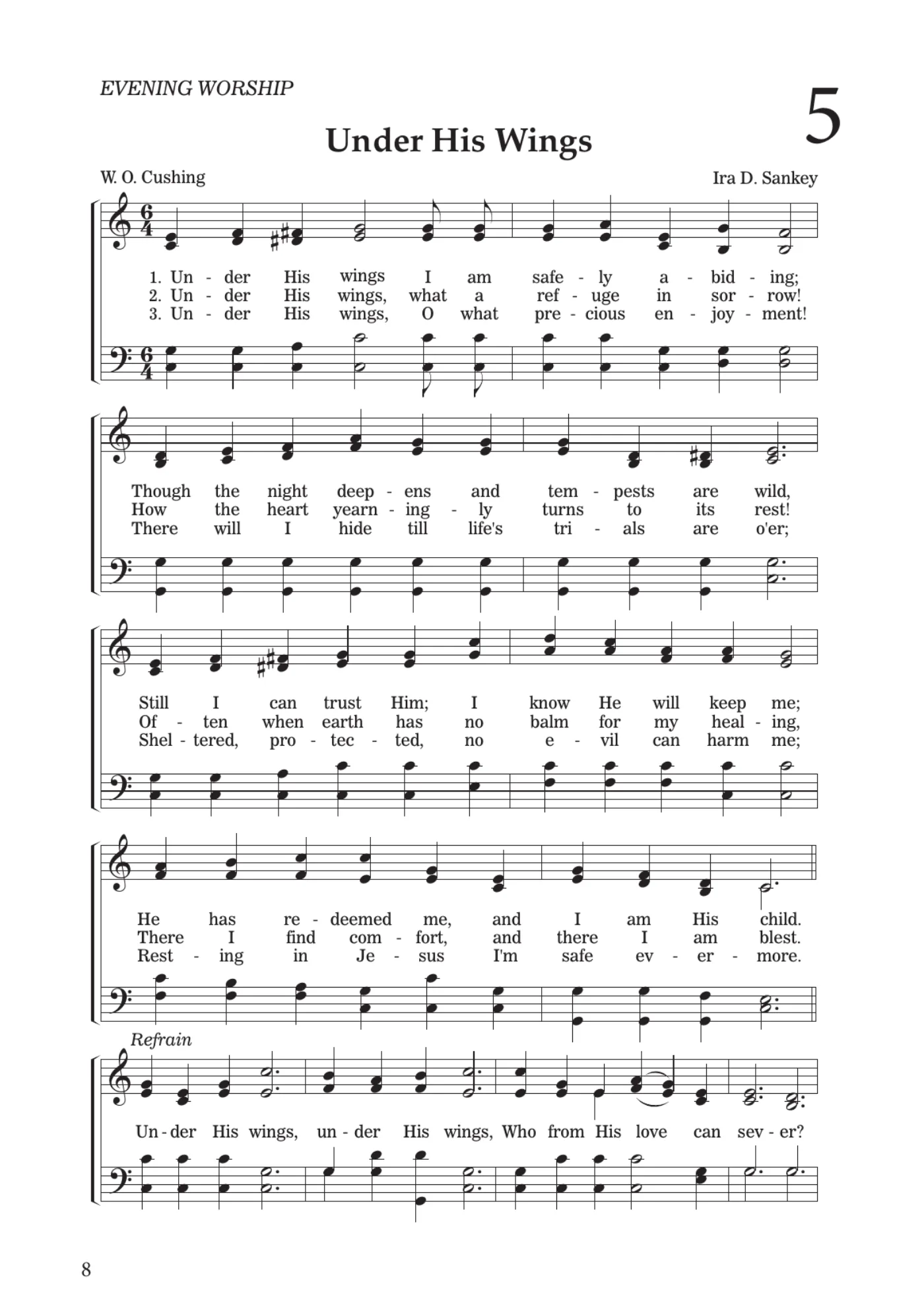 Sheet music for Under His Wings, page 8