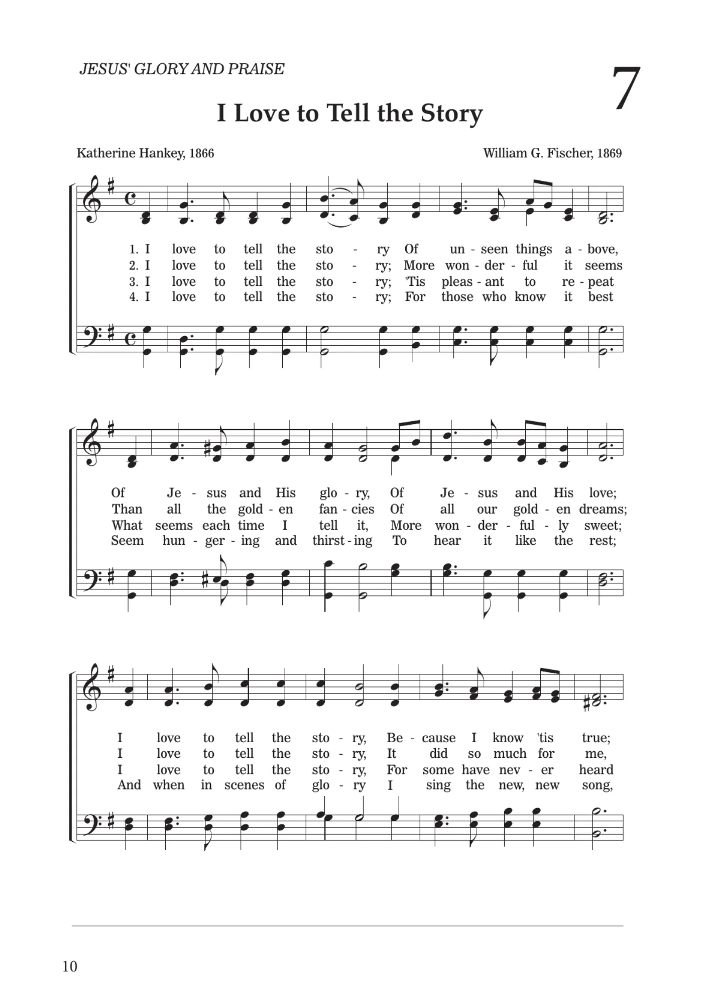 Sheet music for I Love to Tell the Story, page 10