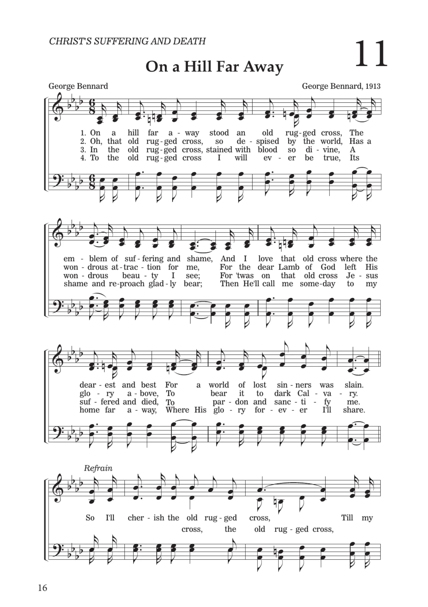 Sheet music for On a Hill Far Away, page 16
