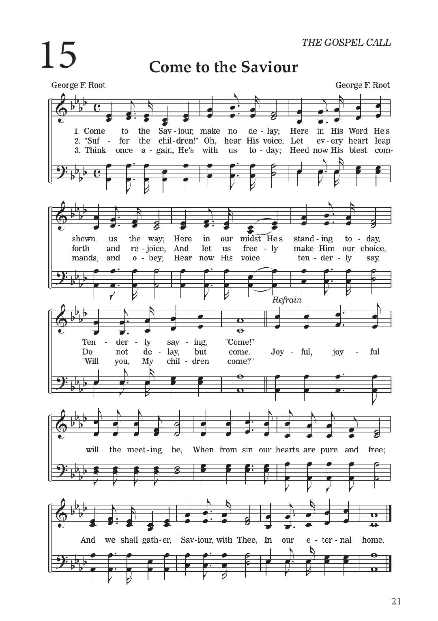 Sheet music for Come to the Saviour, page 21