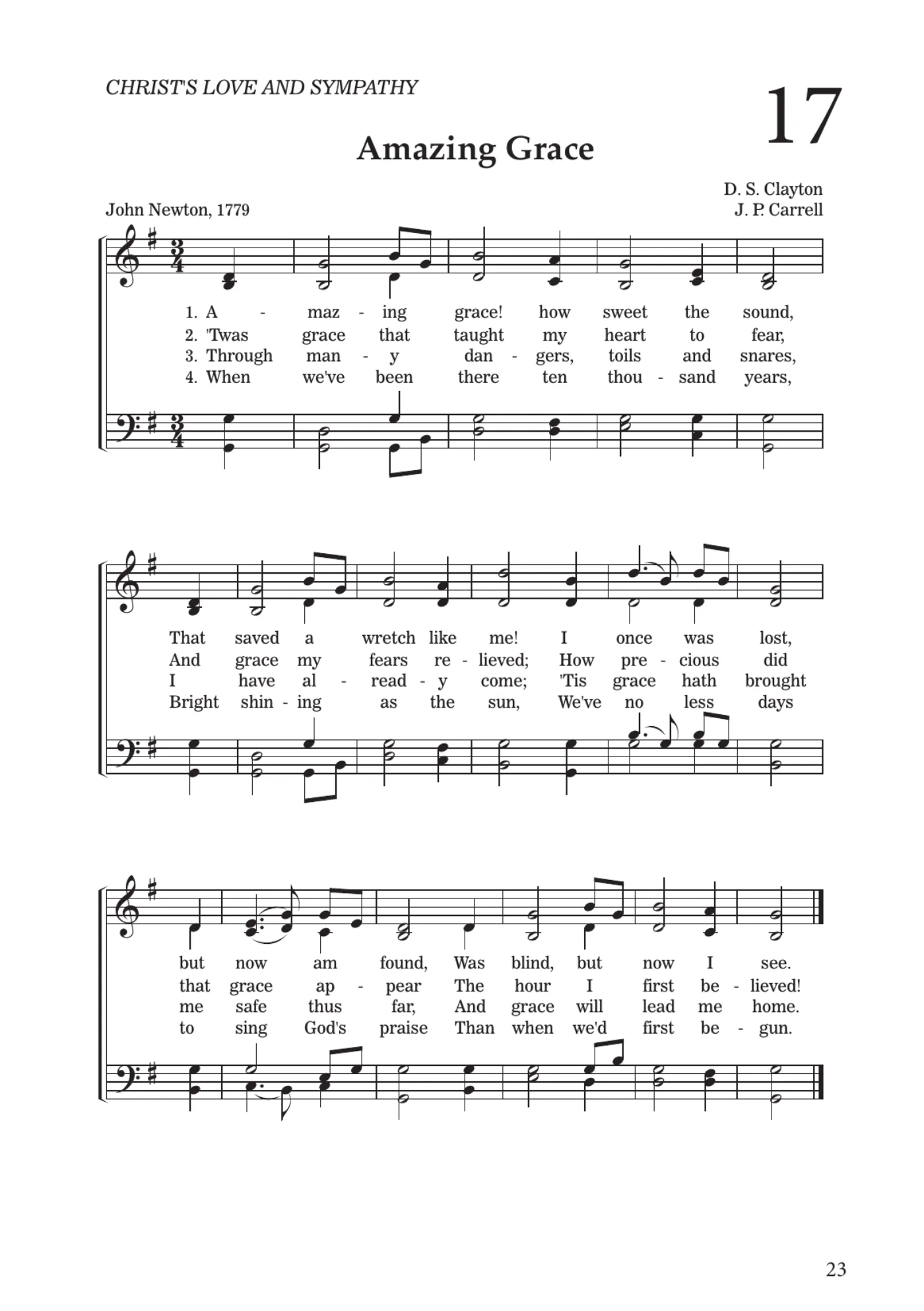 Sheet music for Amazing Grace, page 23