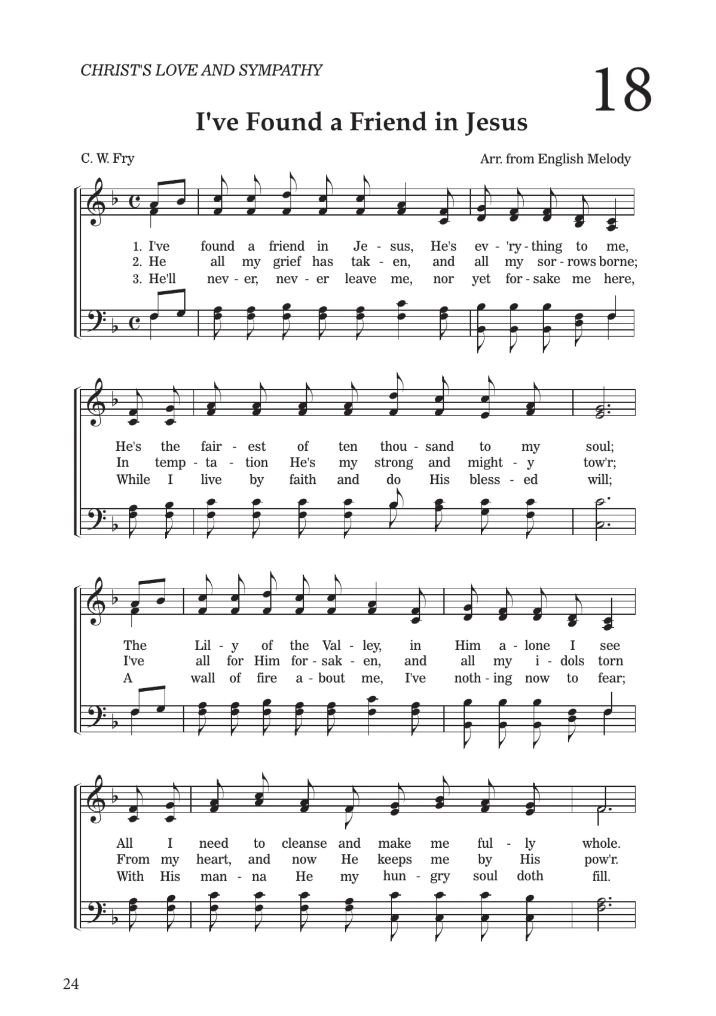 Sheet music for I've Found a Friend in Jesus, page 24