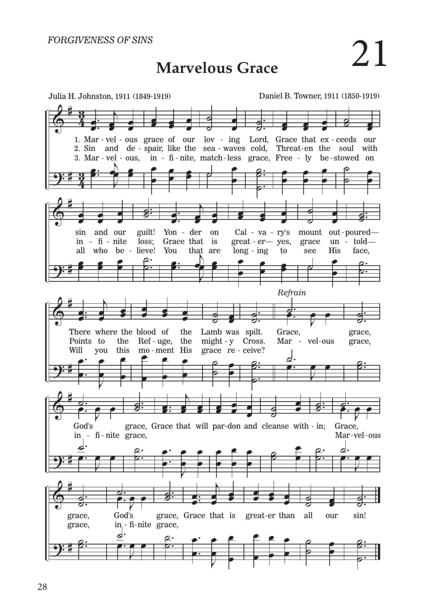 Sheet music for Marvelous Grace, page 28