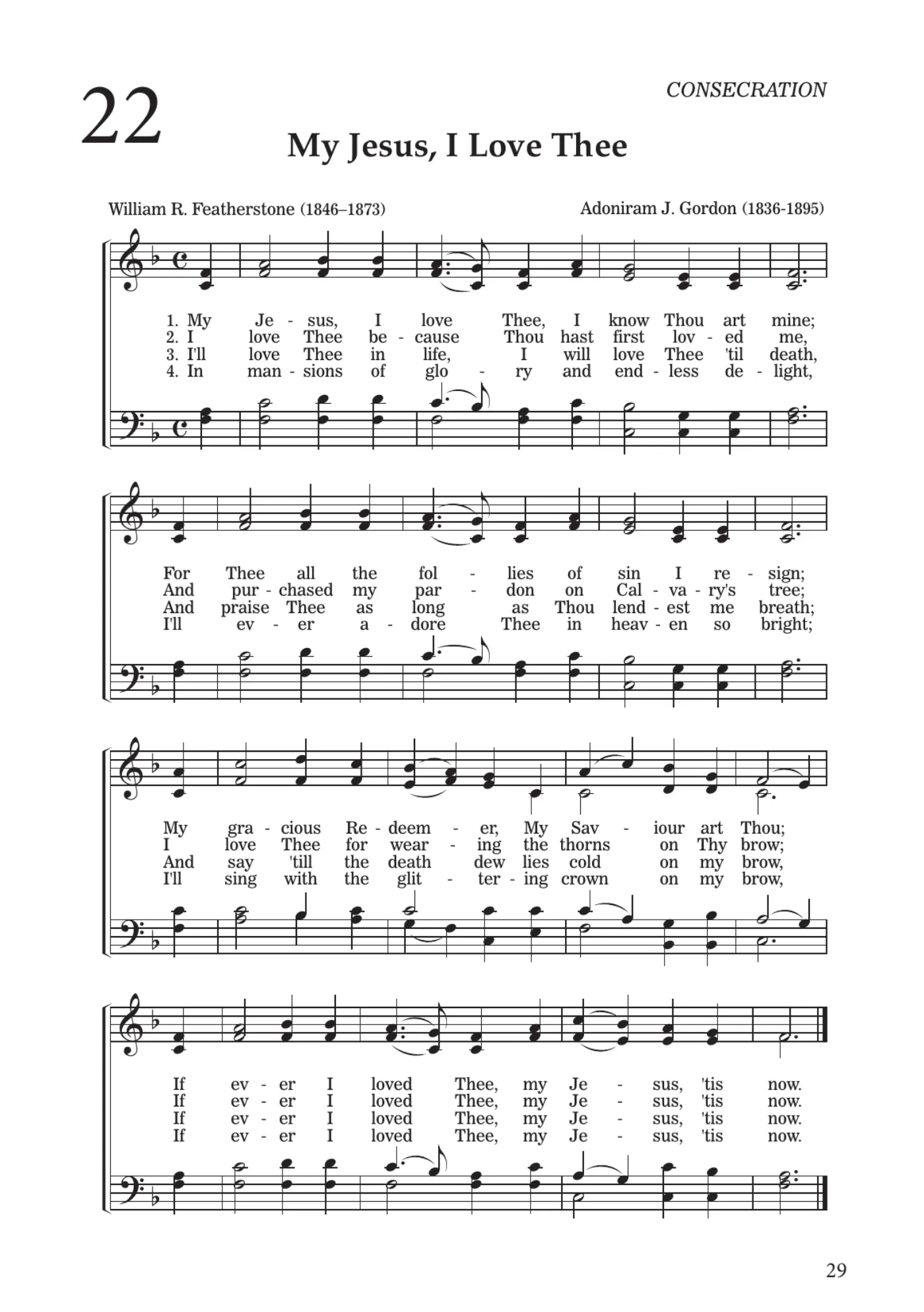 Sheet music for My Jesus, I Love Thee, page 29