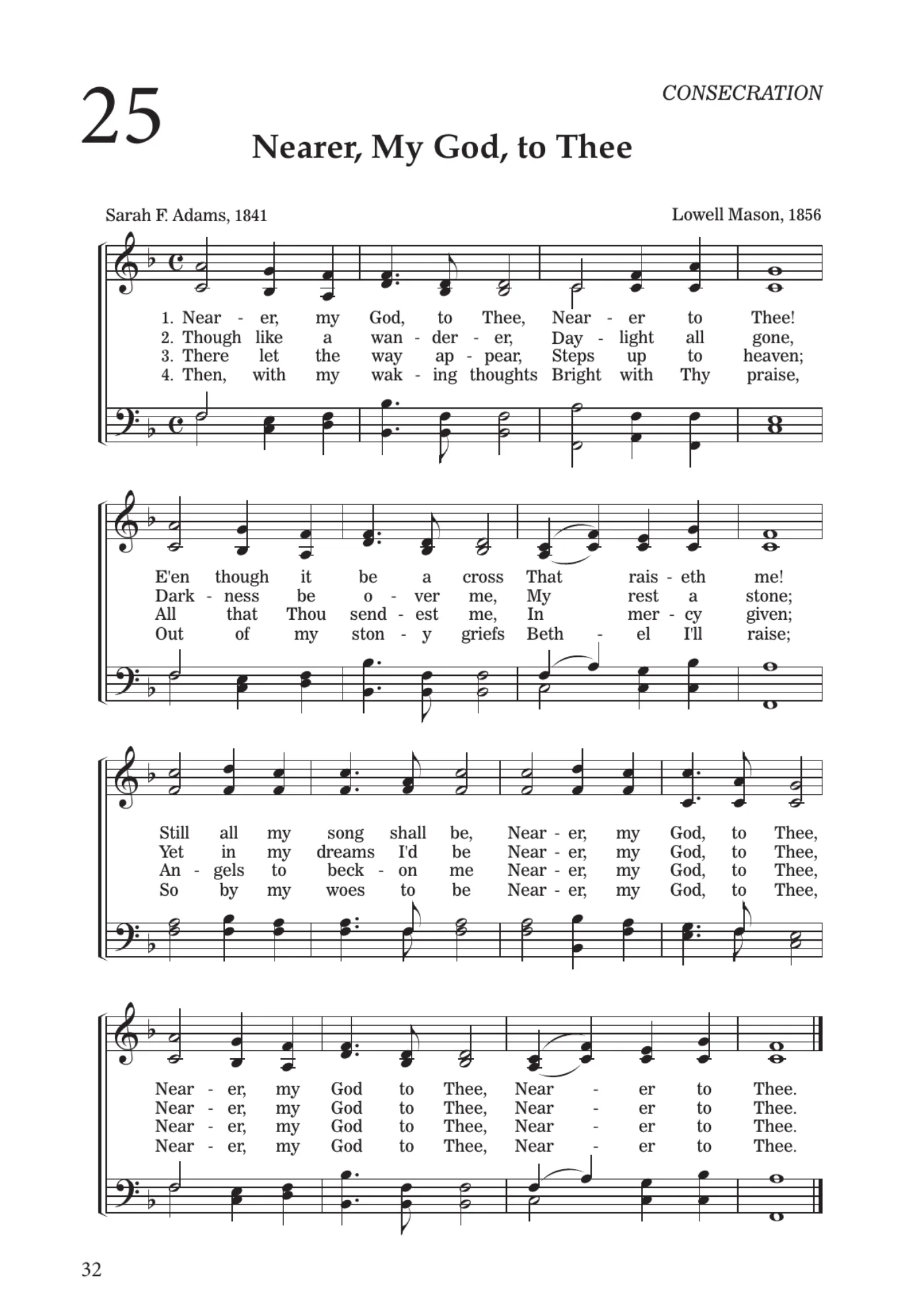 Sheet music for Nearer, My God, to Thee, page 32