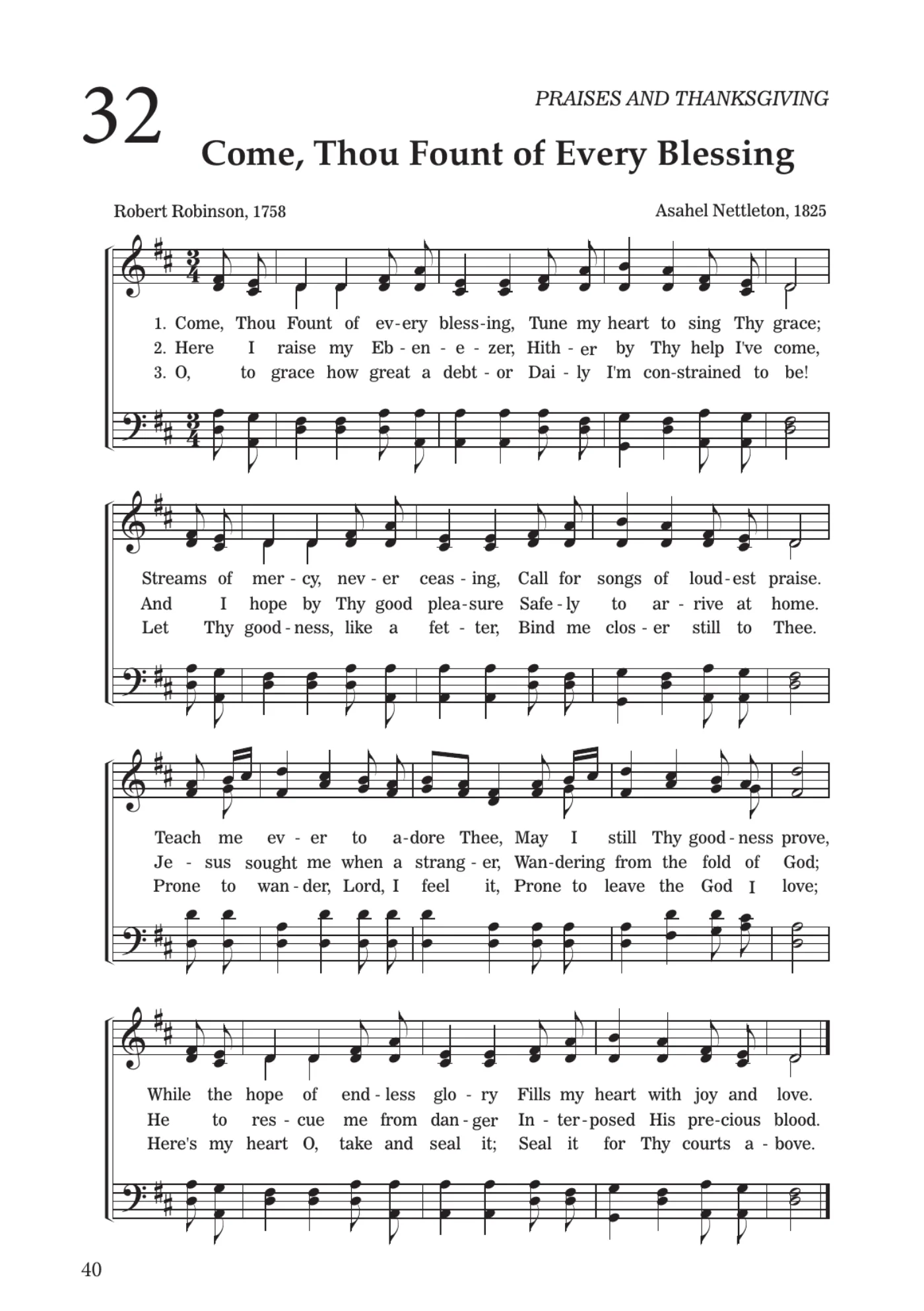 Sheet music for Come, Thou Fount of Every Blessing, page 40
